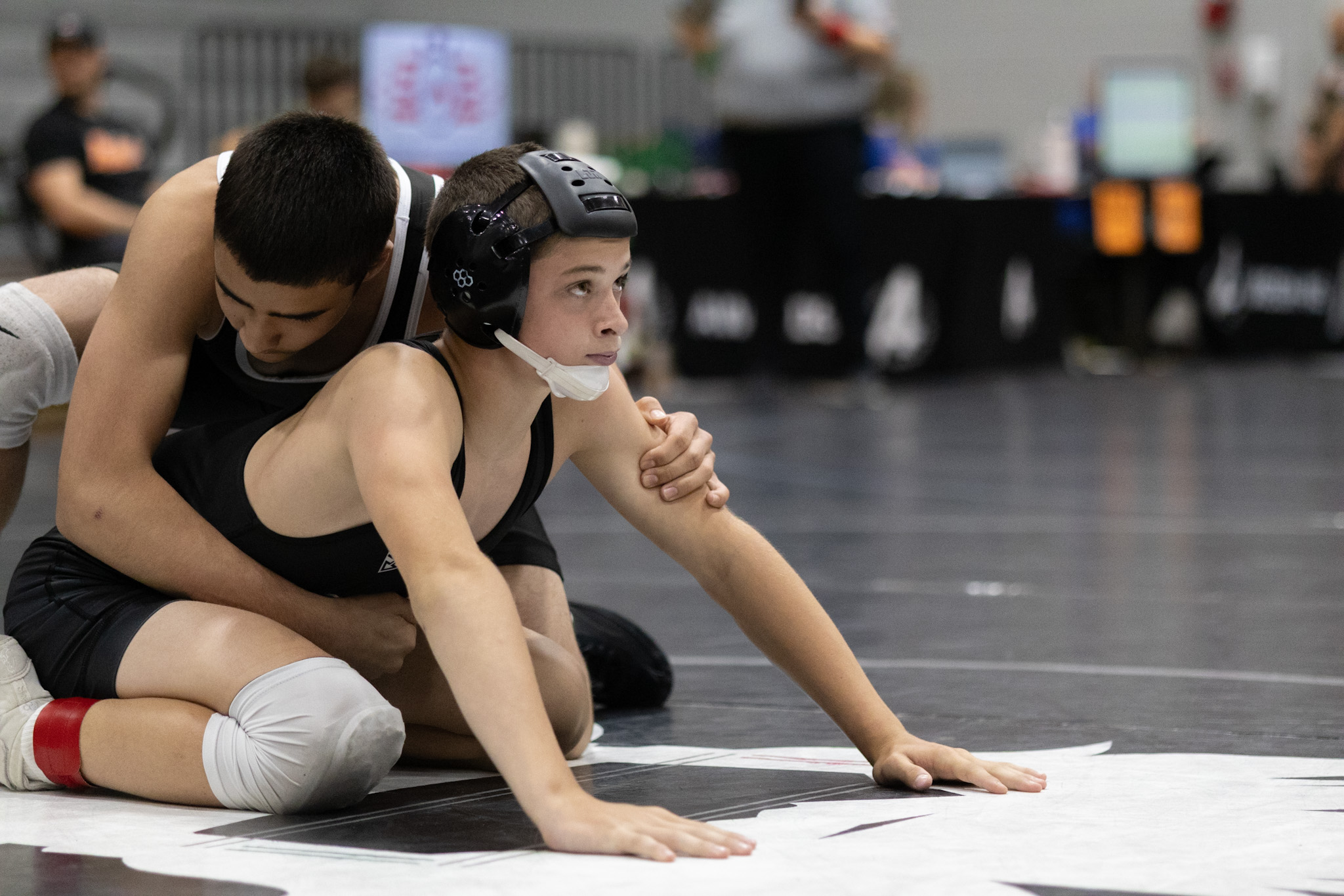 Nathan Beachy competing during a wrestling match