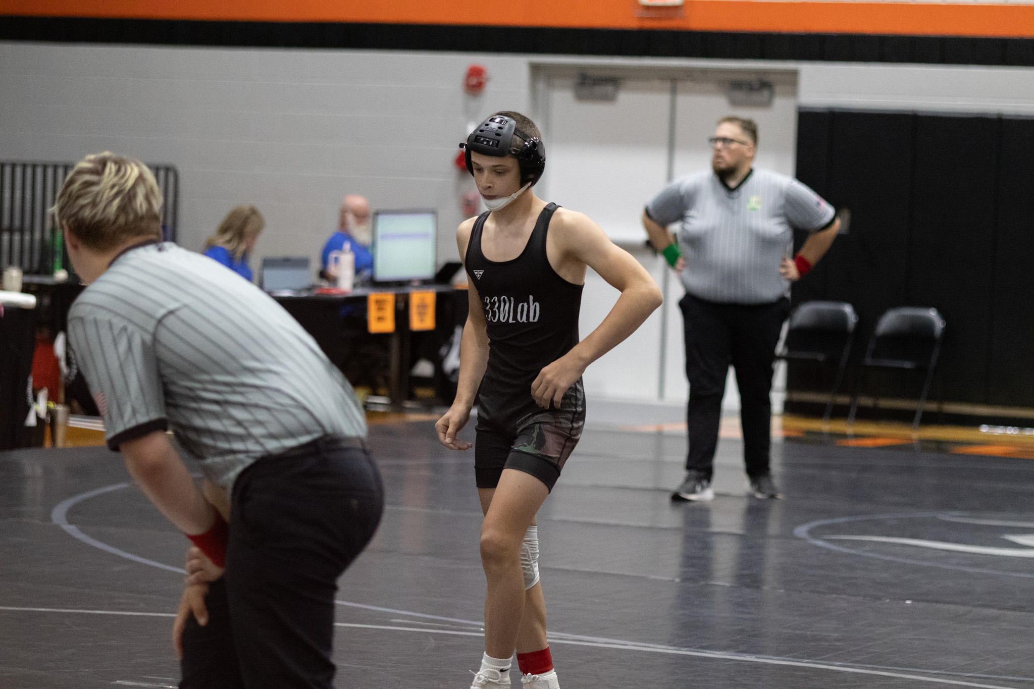 Nathan Beachy ready to compete in his 330 Lab singlet