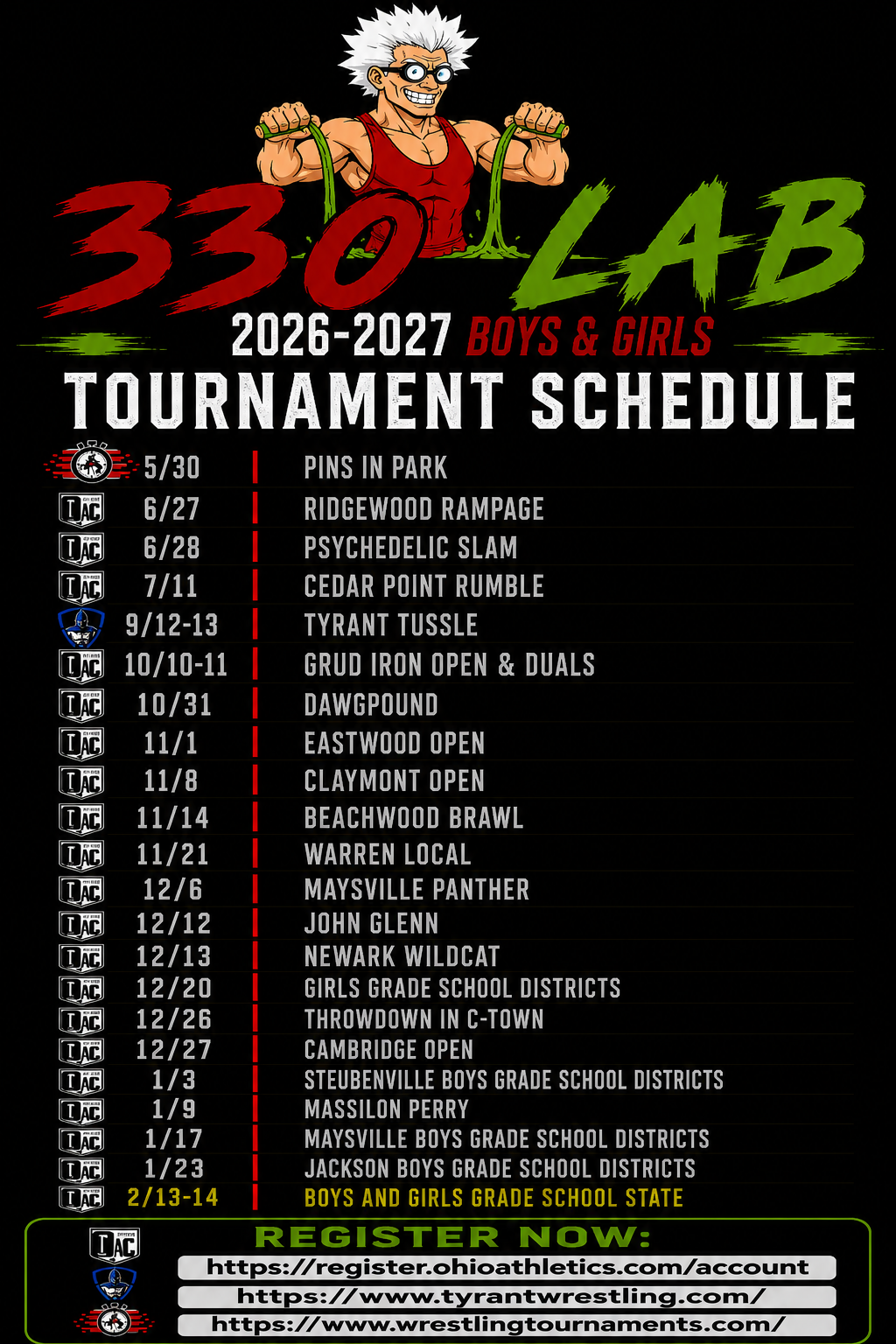 330 LAB 2026-2027 boys and girls tournament schedule